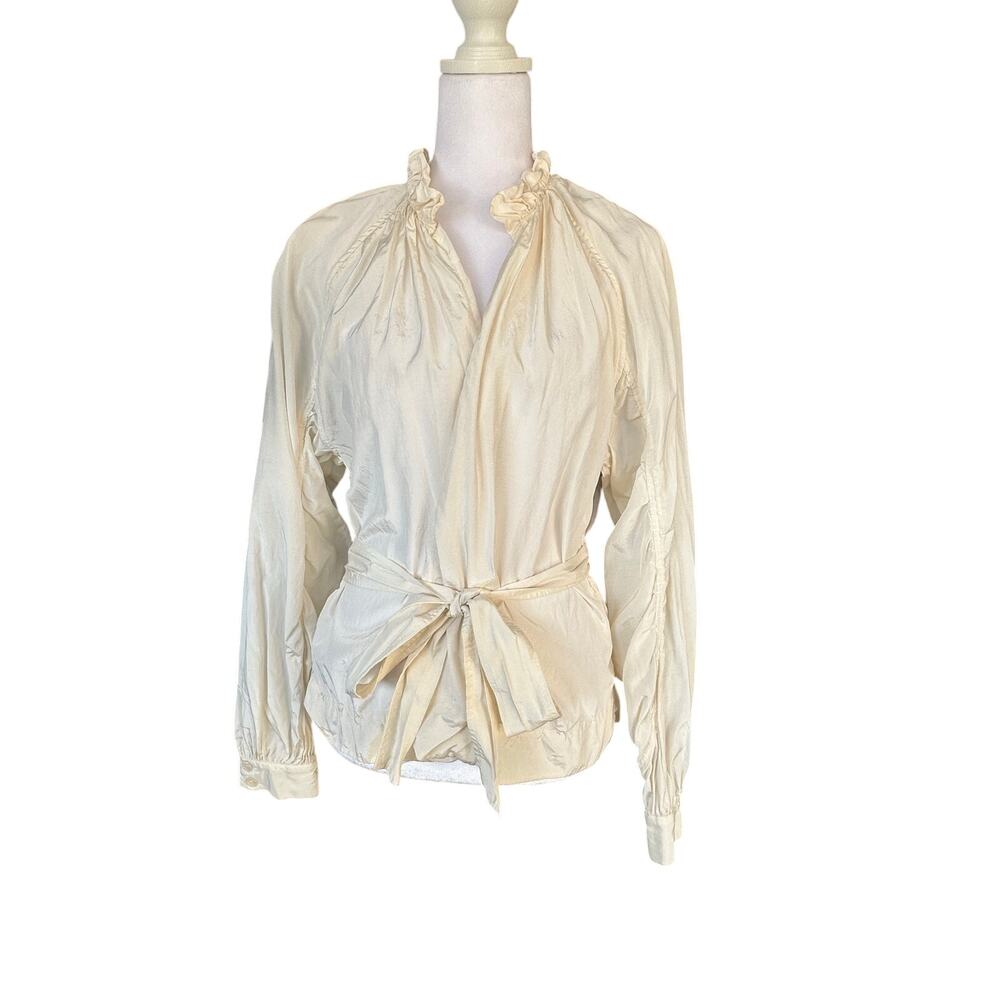 Cream tie front blouse